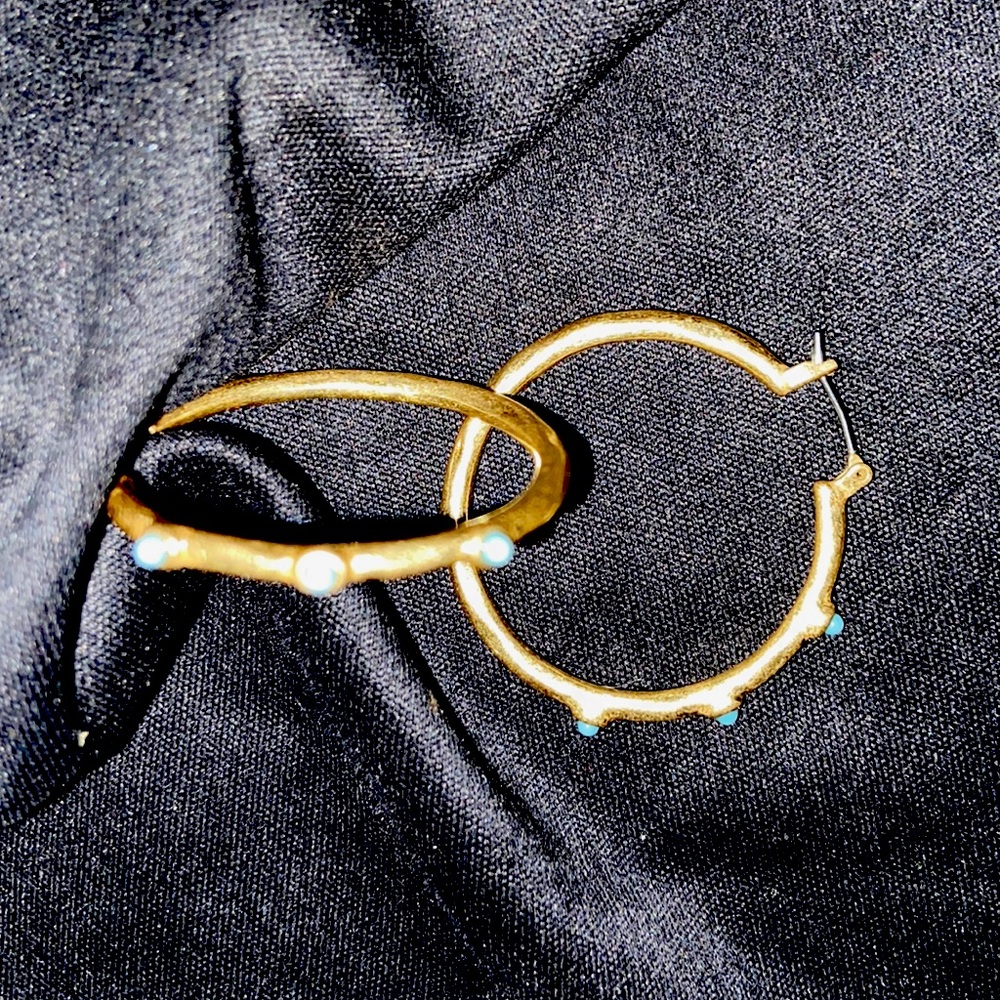 Turquoise studded hoop earrings